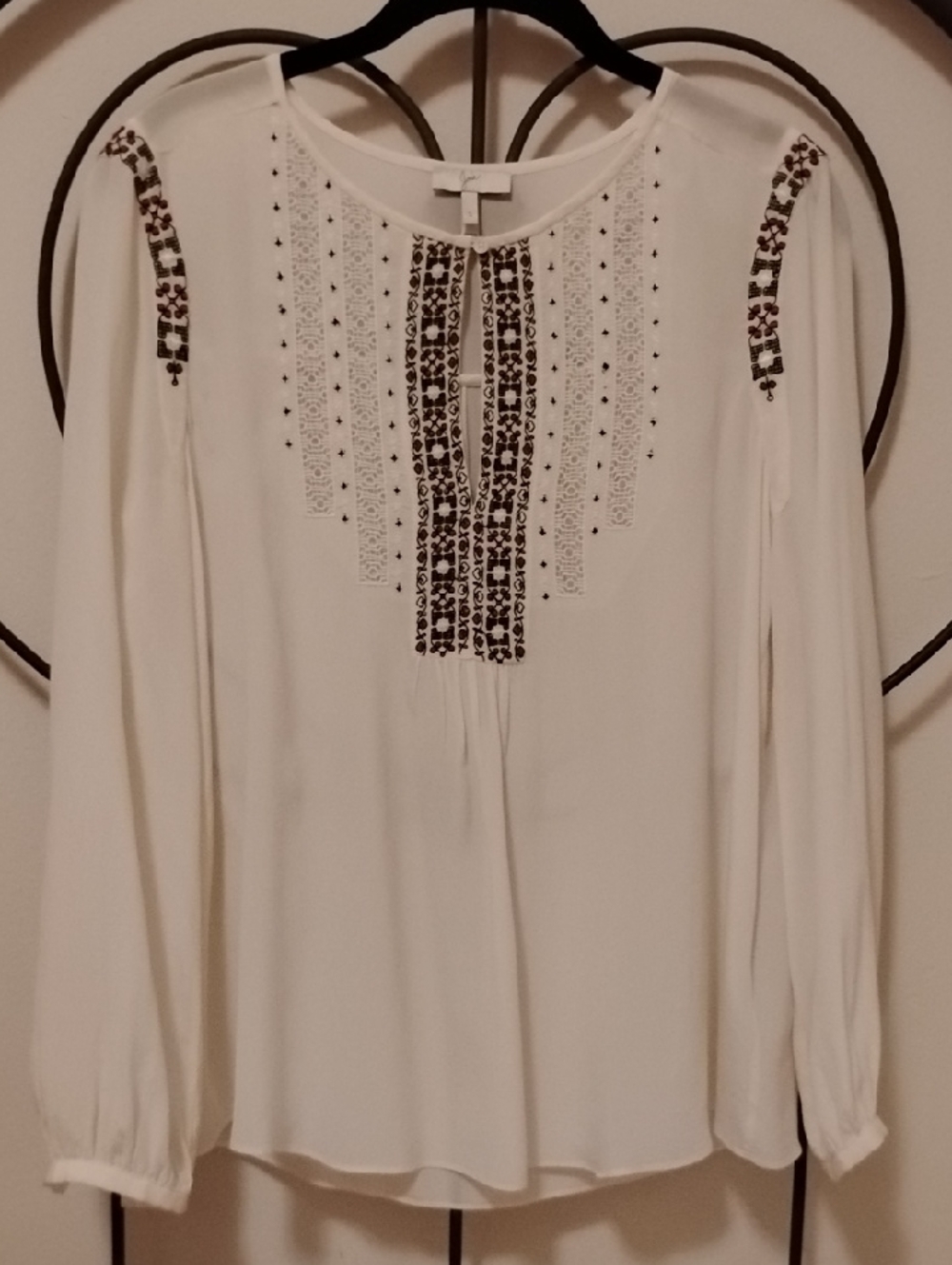 Joie Silk Embroidered Blouse Off-white Size Small